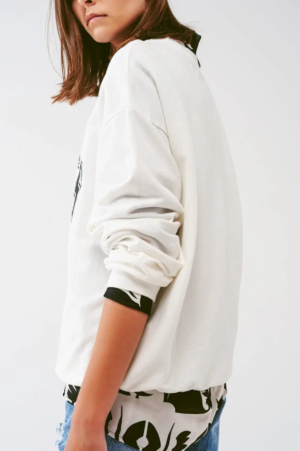 Sweat oversize avec texte Los Angeles en blanc - One Size / blanc - Pulls