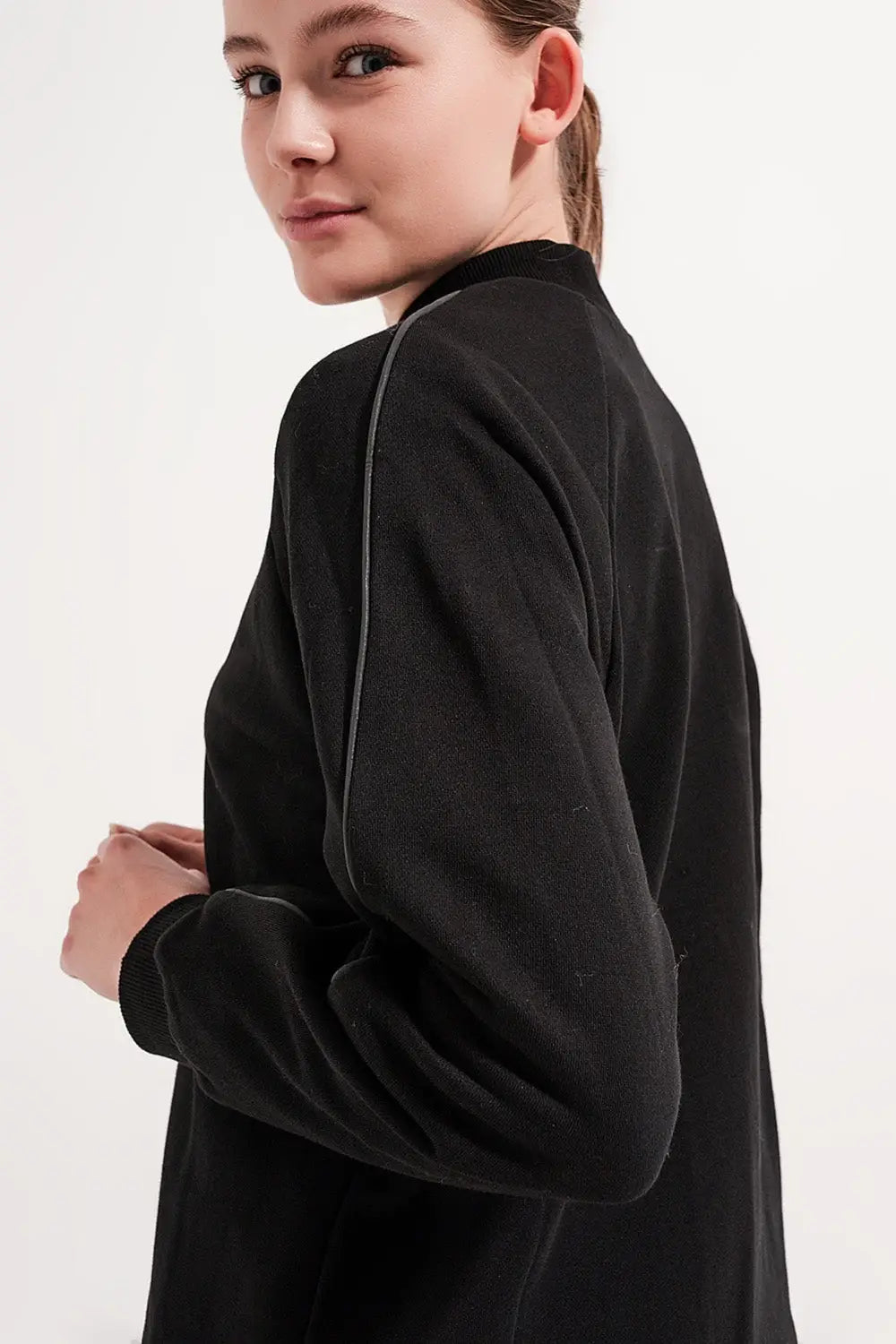 Sweat shirt à col montant Noir - Pulls