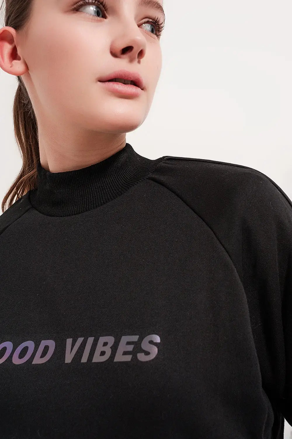 Sweat shirt à col montant Noir - Pulls