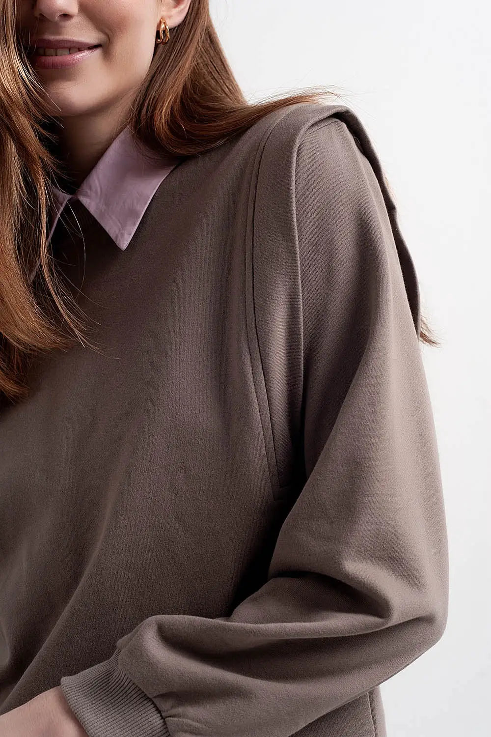 Sweat shirt boyfriend avec détails aux épaules en gris - Pulls