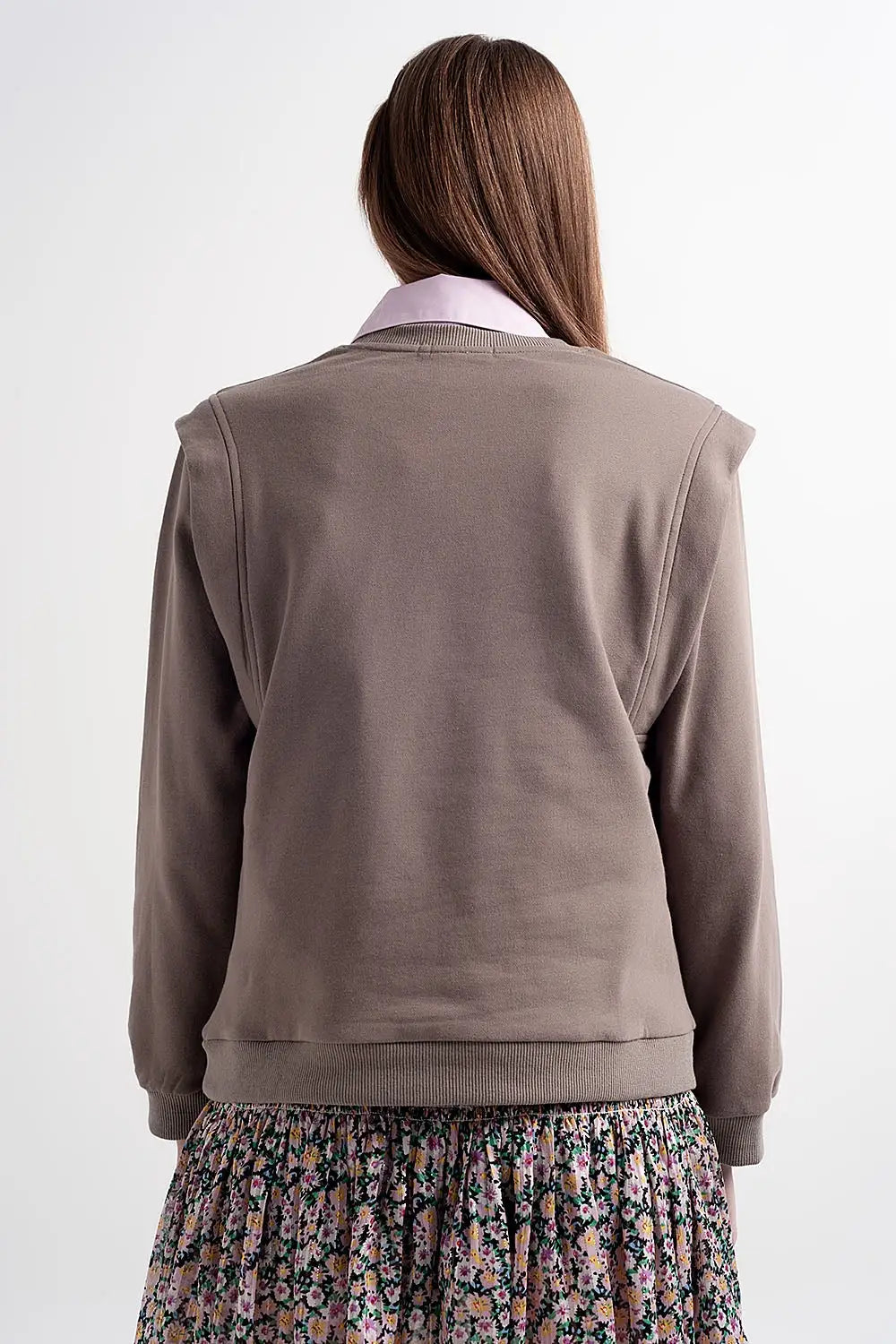 Sweat shirt boyfriend avec détails aux épaules en gris - Pulls
