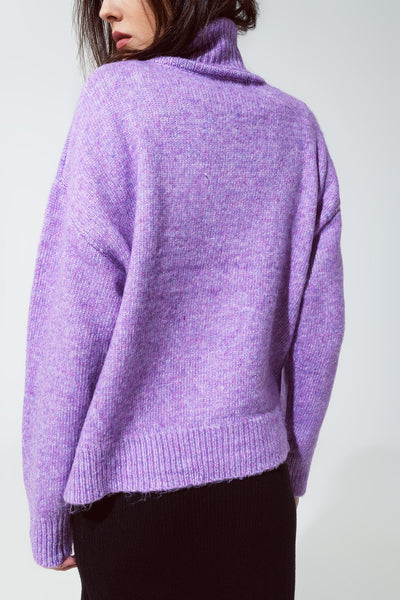 Sweater in purple with a turtleneck