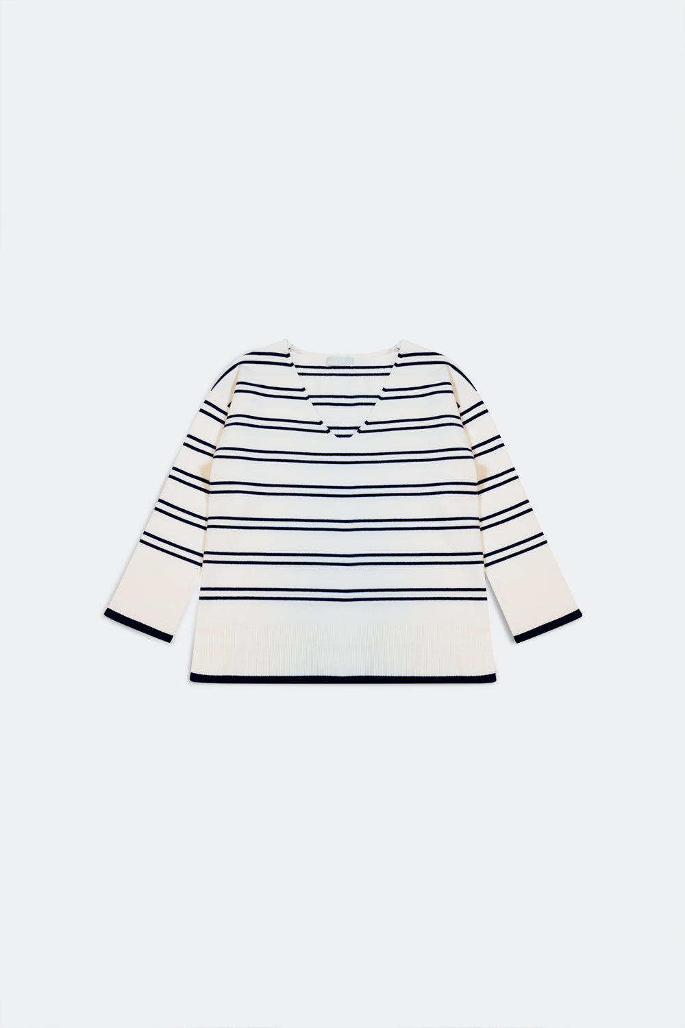 Sweater in white with navy stripe