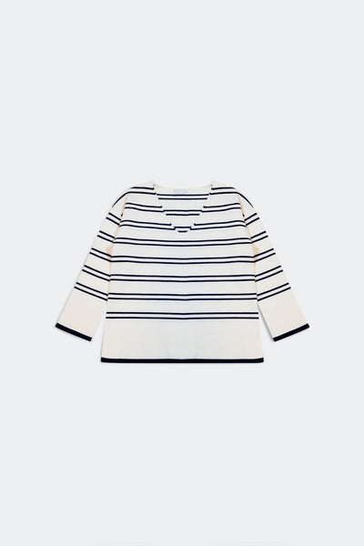 Sweater in white with navy stripe