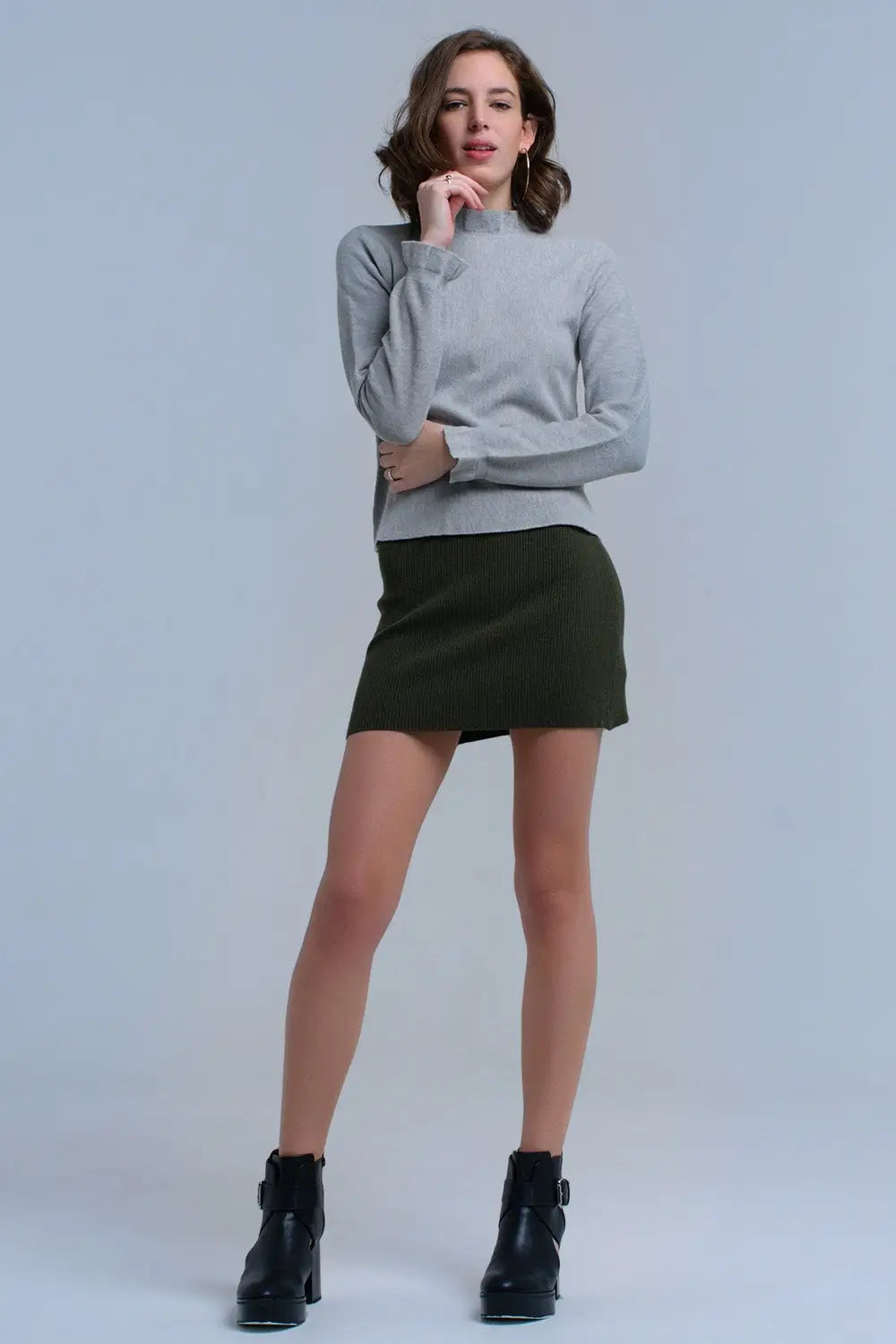 Sweater with ruffle in gray - Sweaters