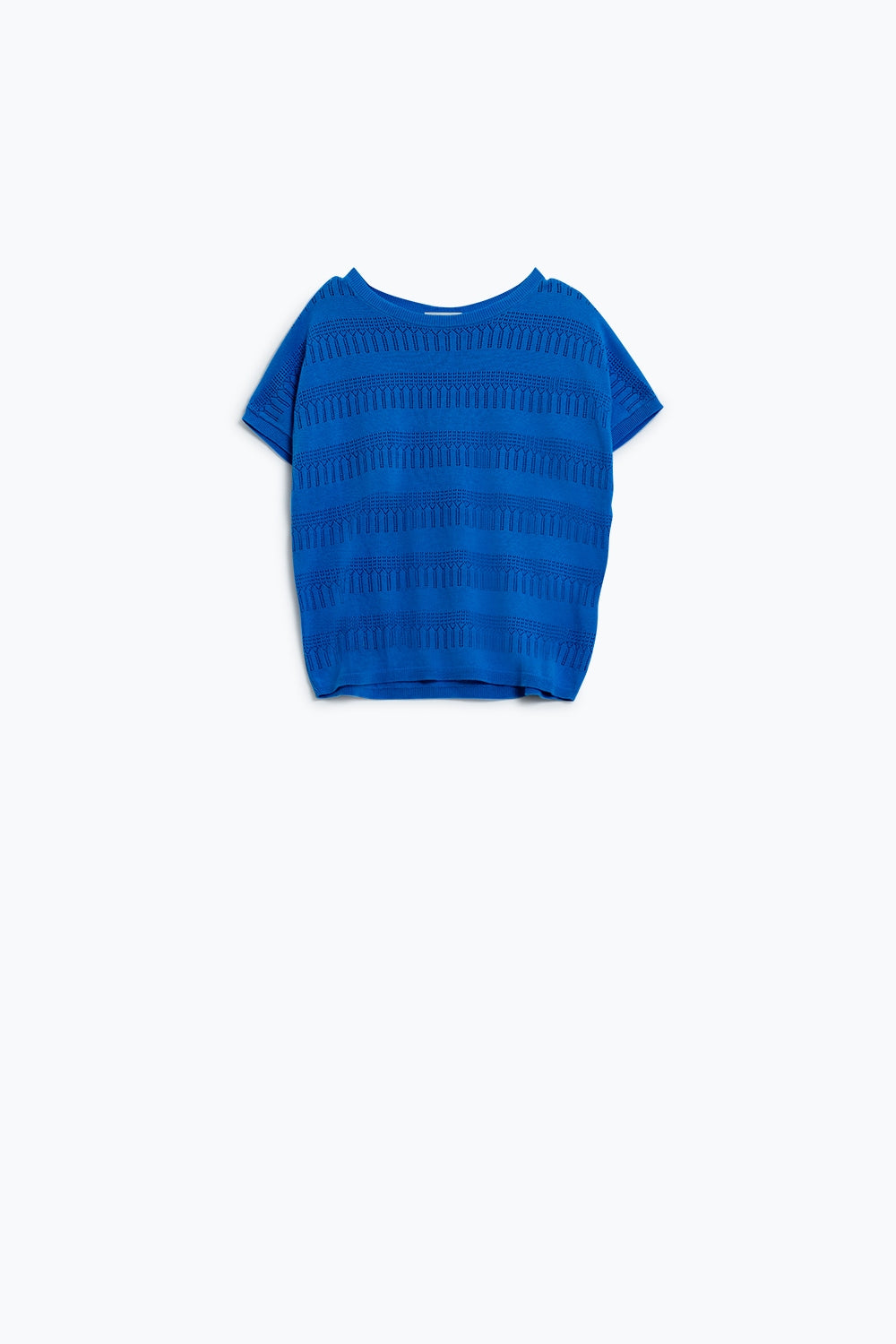 Sweatshirt In Blue With Lace Design and Short sleeves