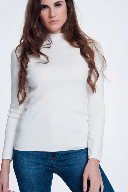 Sweatshirt with button detail in cream - Sweaters