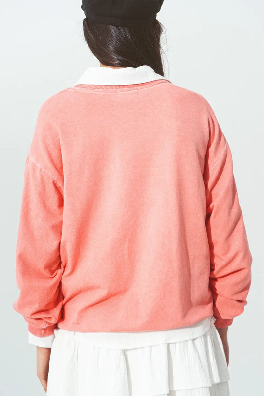 Sweatshirt with New York City text in Coral - One Size / Orange - Sweaters
