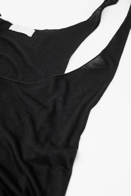 T-black wide neck tank top - One Size / Black - Shirts