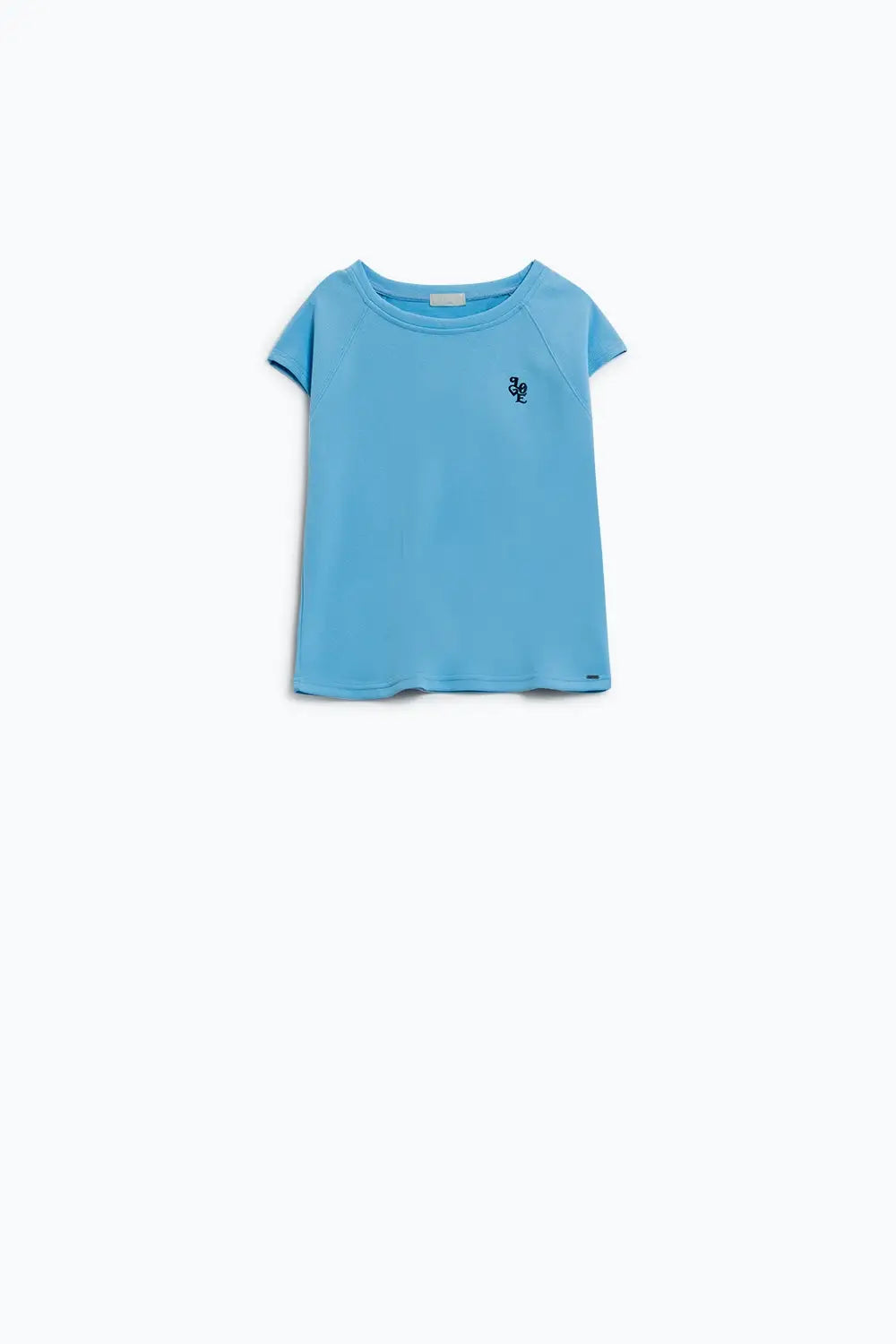T-shirt à col ras du cou avec logo Love sur la poitrine en piqué bleu - Tops
