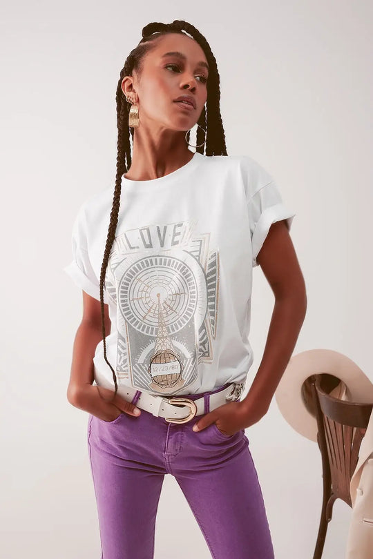 t-shirt à logo vintage en blanc - Tops