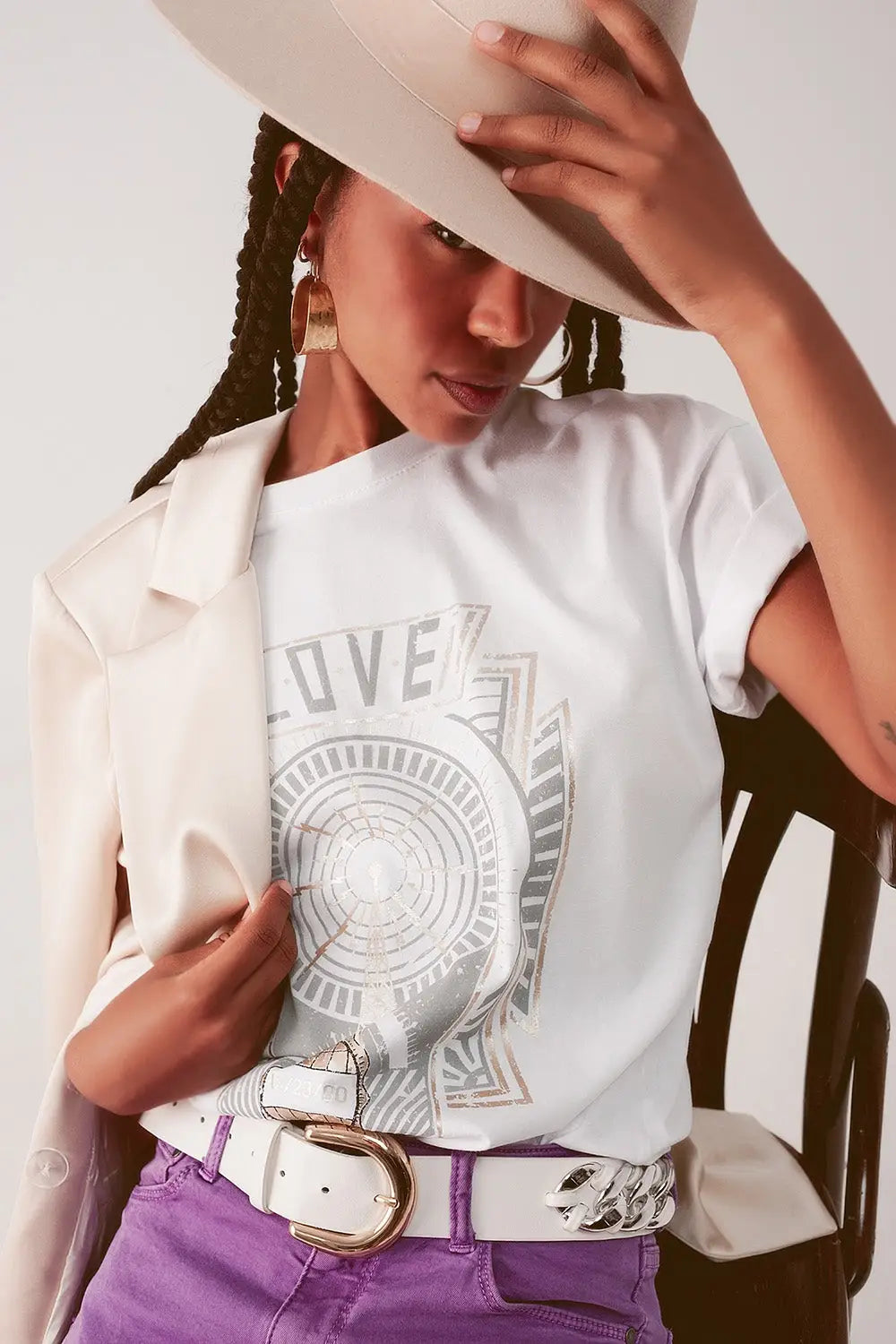 t-shirt à logo vintage en blanc - Tops