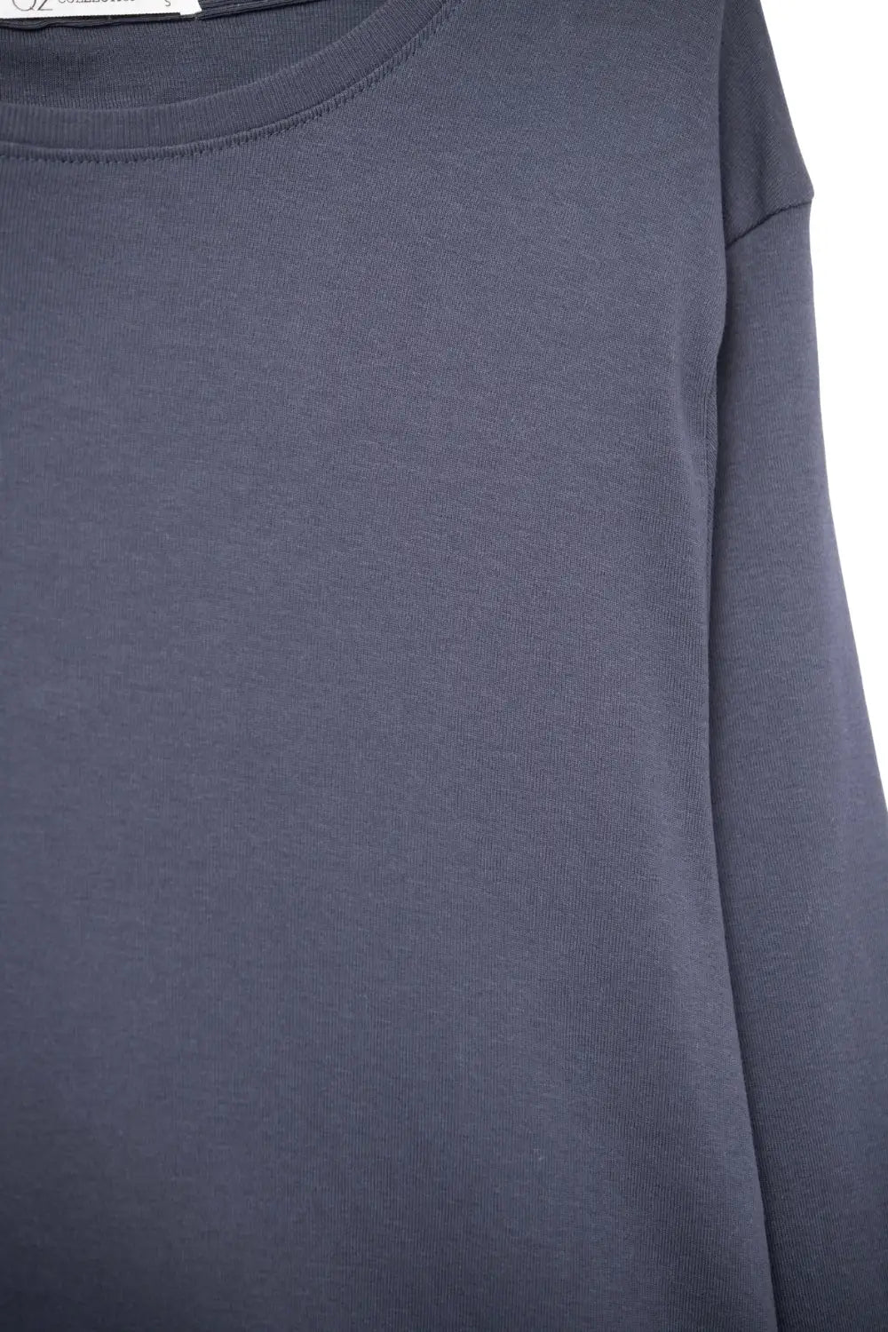 T-Shirt à manches longues bleu marine avec large col ras du cou - One Size / bleu - Tee-Shirt
