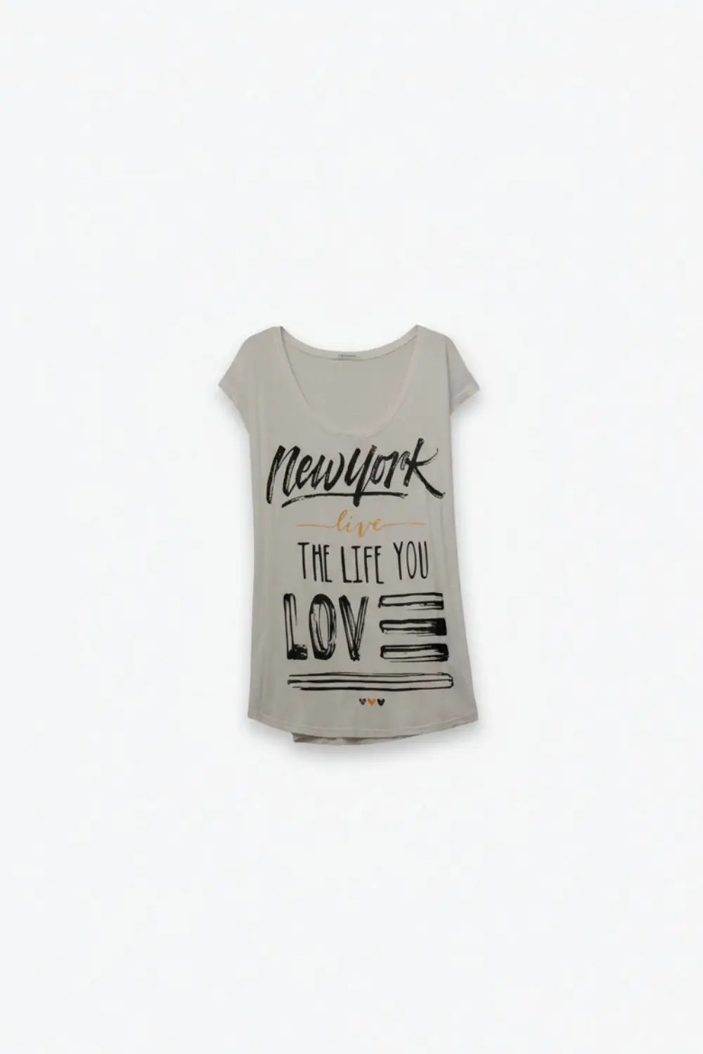 Q2 T-Shirt blanc avec texte et encolure large et ovale