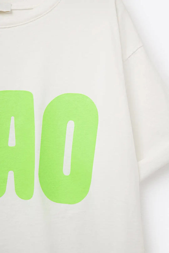T-Shirt blanc décontracté CIAO avec lettres vertes - One Size / blanc - Tops