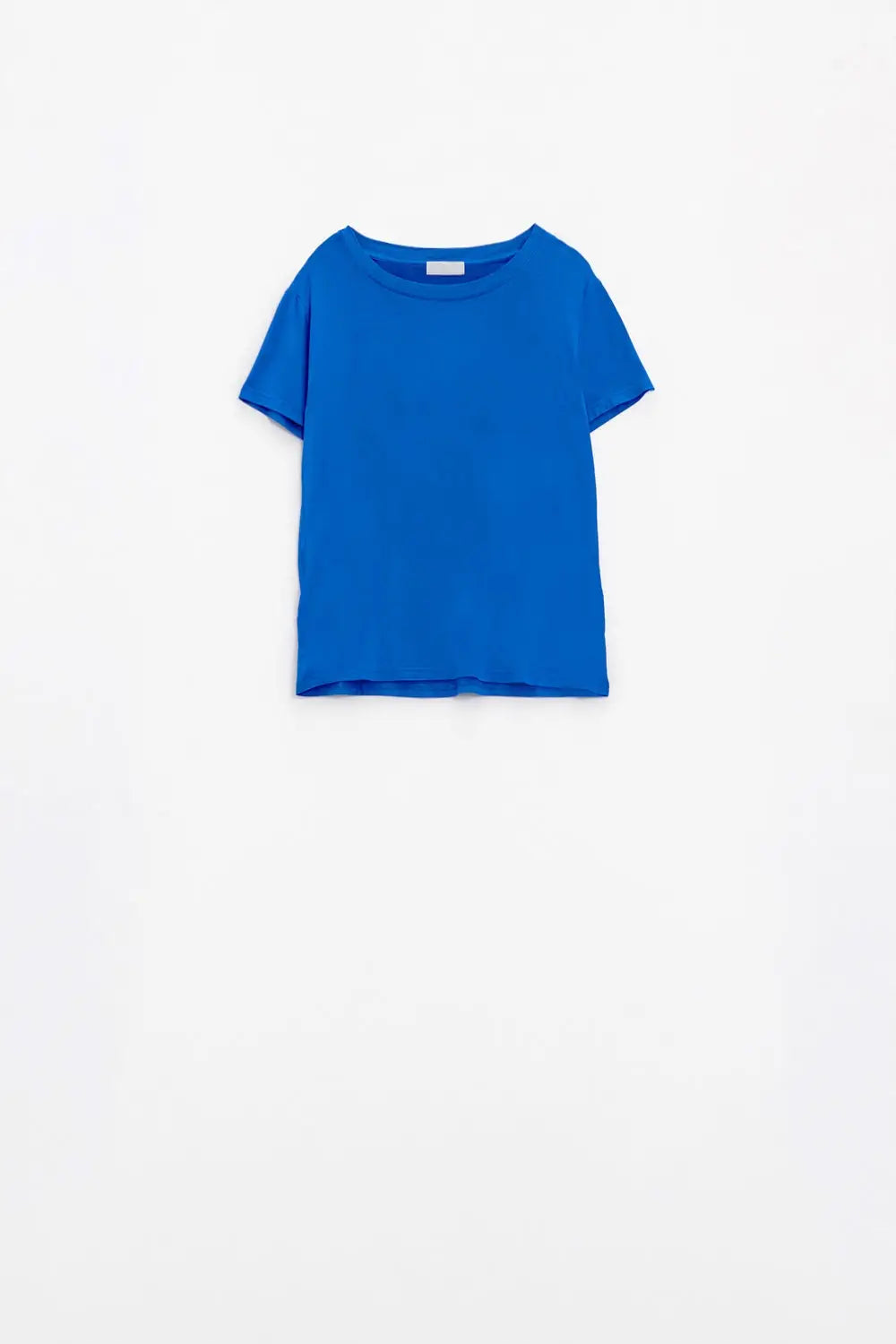 T-shirt bleu basique à col ras du cou viscose - Tops
