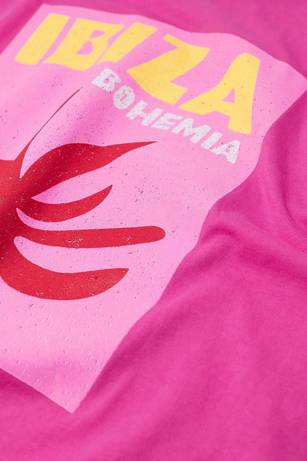 T-shirt décontracté Fuchsia Ibiza Bohemia avec imprimé rose - One Size / fuchsia - Tops