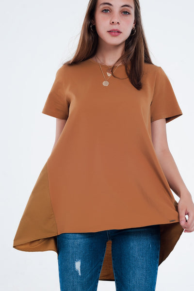 Q2 T-shirt dress in brown