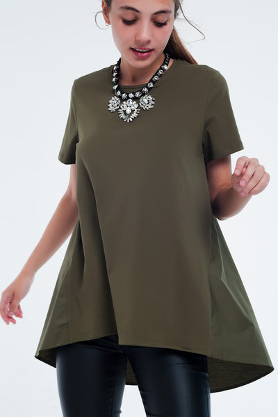 Q2 T-shirt dress in khaki