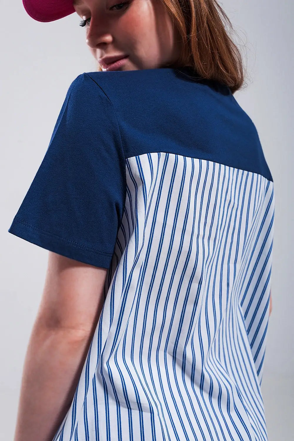 T shirt effet divisé Bleu - Tops
