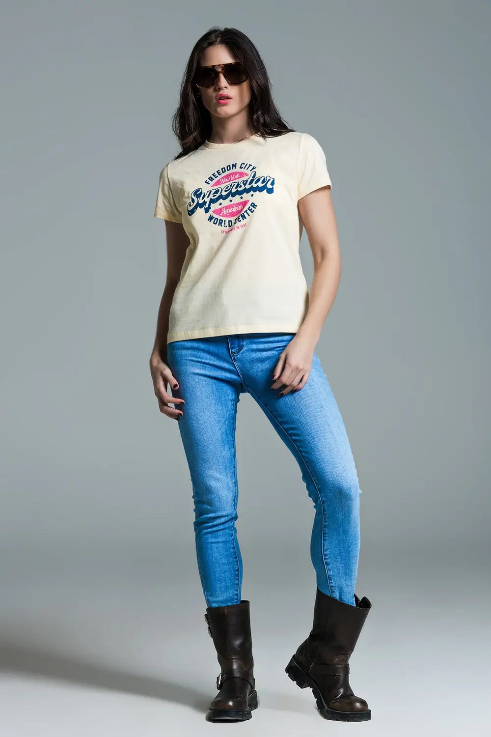 T-shirt imprimé superstar jaune - Tops