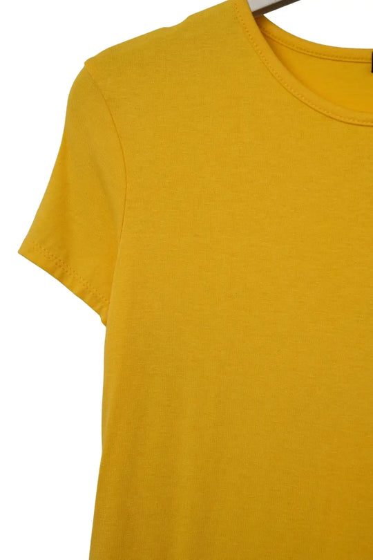 T-Shirt jaune vif à encolure ras du cou - One Size / jaune - Tee-Shirt
