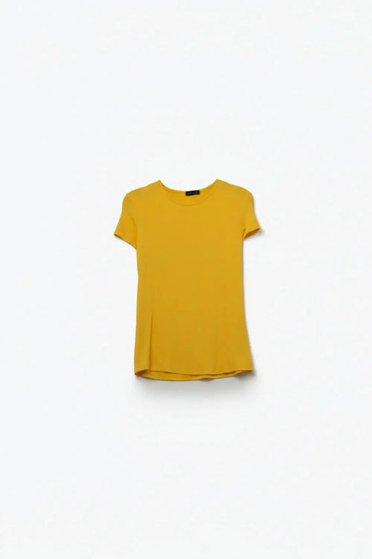 Q2 T-Shirt jaune vif à encolure ras du cou