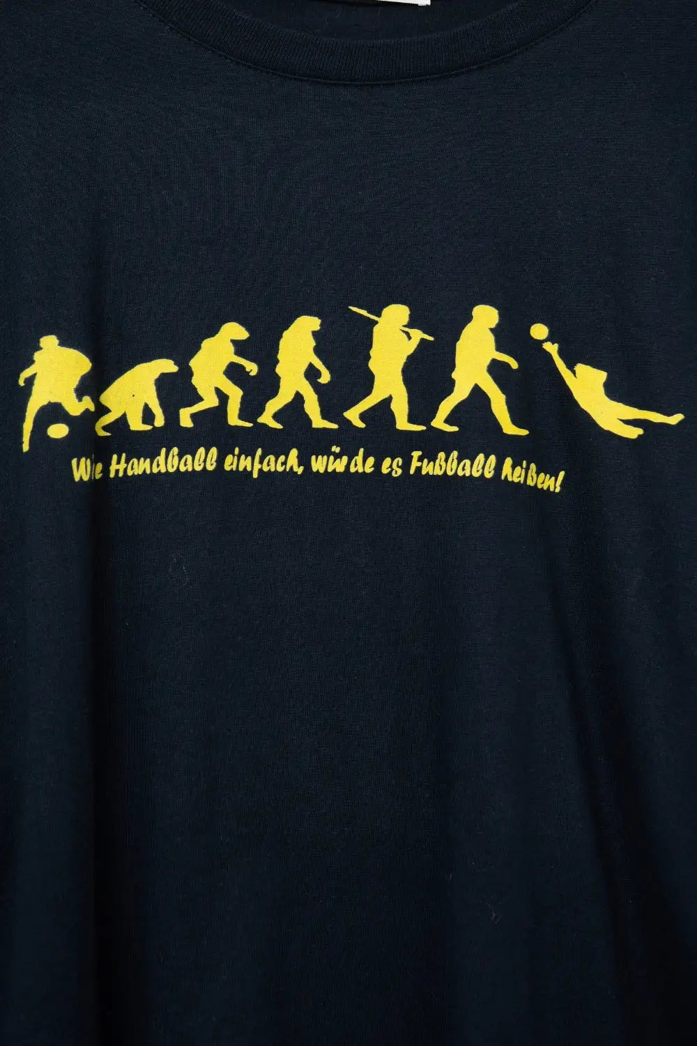 T-Shirt marine avec texte jaune et encolure ras du cou - One Size / bleu - Tee-Shirt