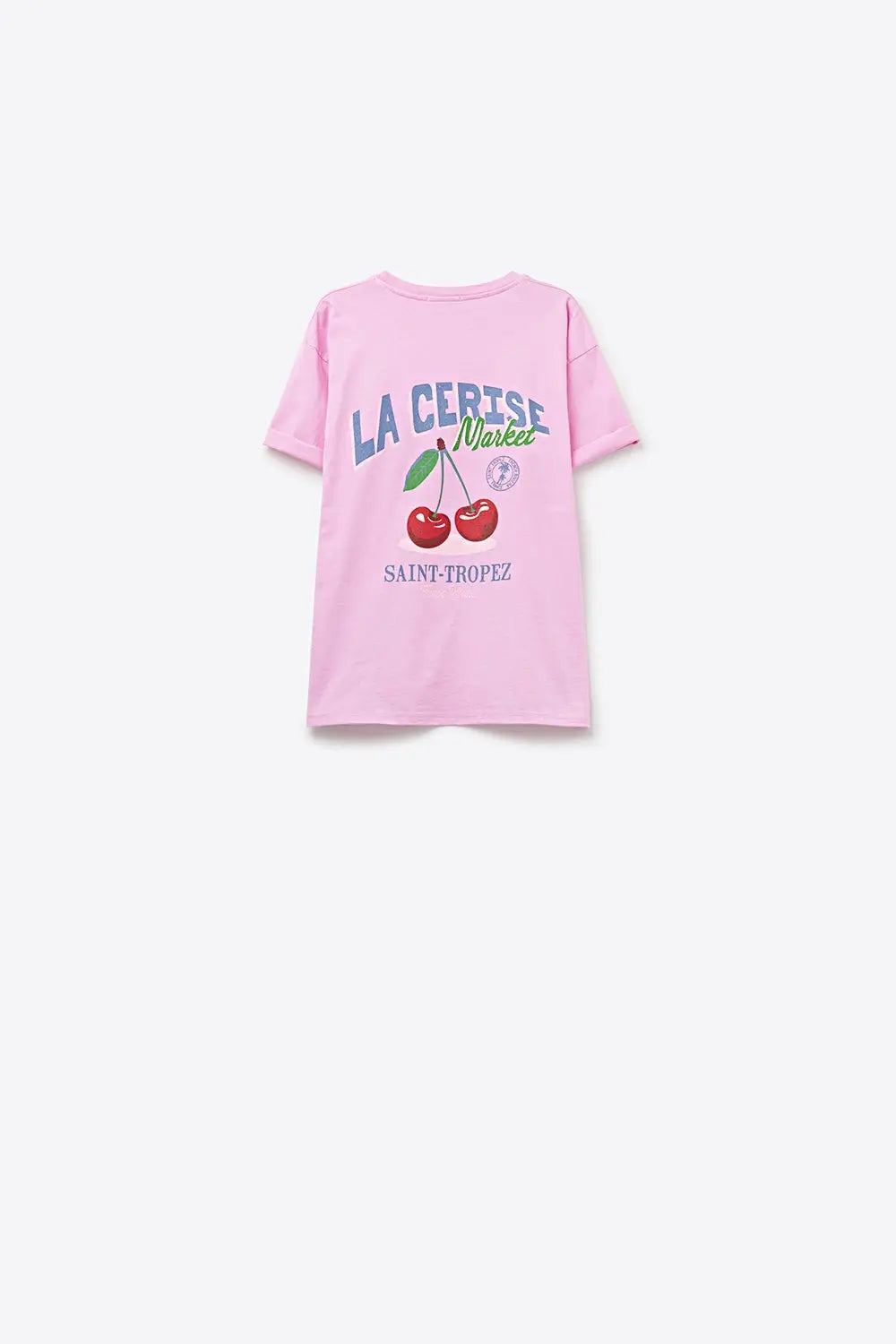T-shirt rose avec graphisme La Cerise Market Saint-Tropez - One Size / rose - Tops