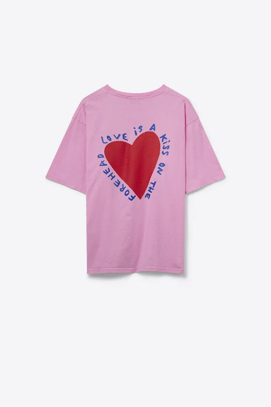T-shirt rose Avec l’Amour c’est un Baiser sur le Front - One Size / rose - Tops