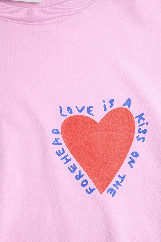 T-shirt rose Avec l’Amour c’est un Baiser sur le Front - One Size / rose - Tops