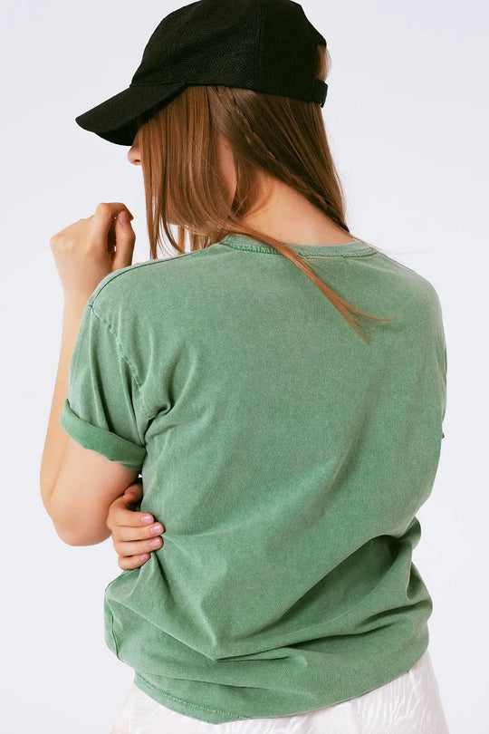 T-Shirt with Bella Text in green - One Size / Green - Tops