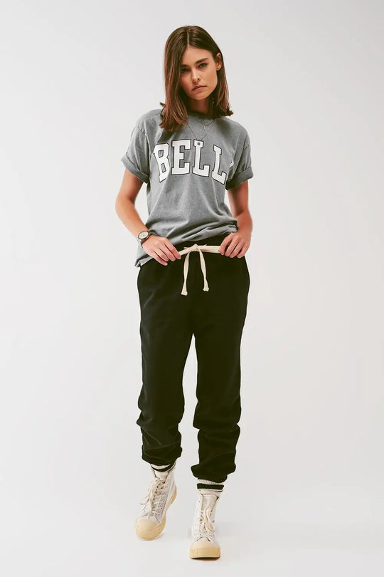 T-Shirt with Bella Text in Grey - One Size / Grey - Tops