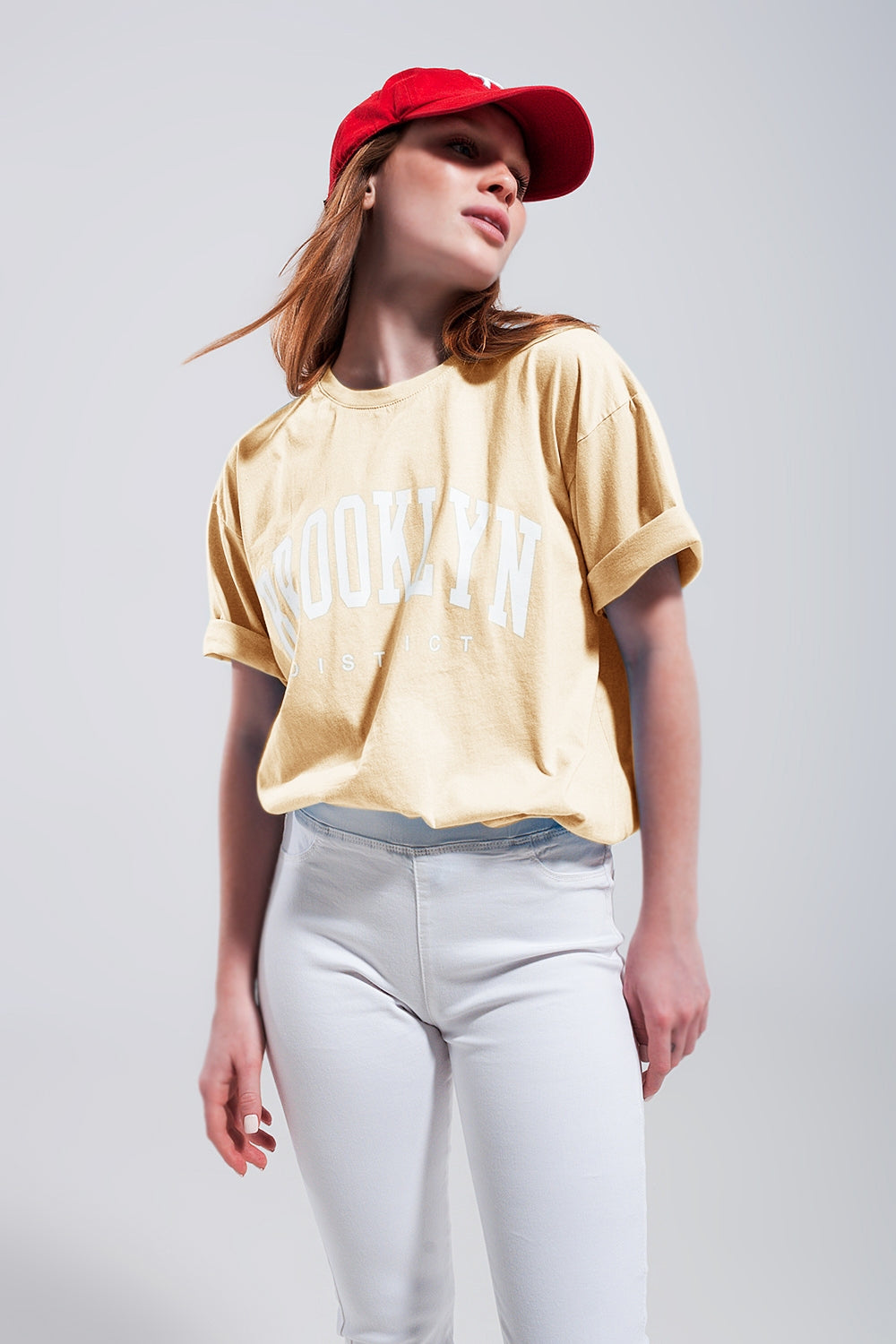 T-Shirt with Brooklyn District Text in yellow