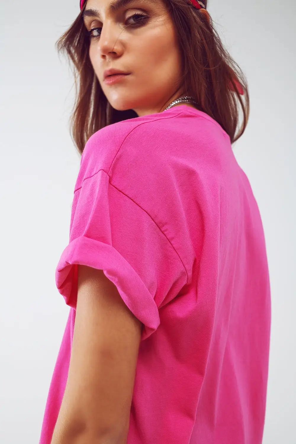 T Shirt with Dallas Texas Text in Fuchsia - One Size / Fuchsia - Tops