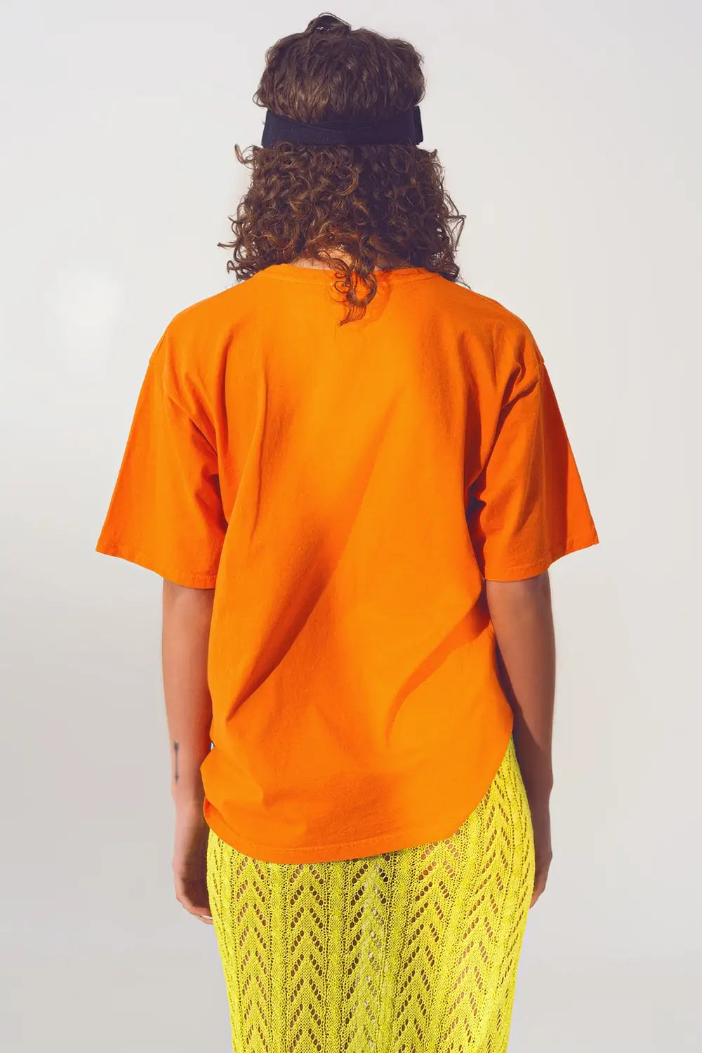 T-Shirt with Good Vibes Text in Orange - One Size / Orange - Tops