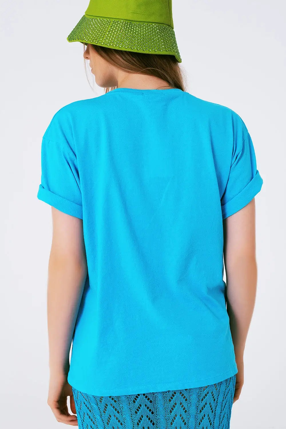 T-Shirt with Limited Graphic Print in Blue - One Size / Blue - Tops