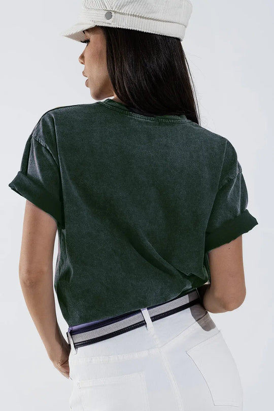 T-shirt with LOVE art deco digital print in Grey - One Size / Grey - Tops