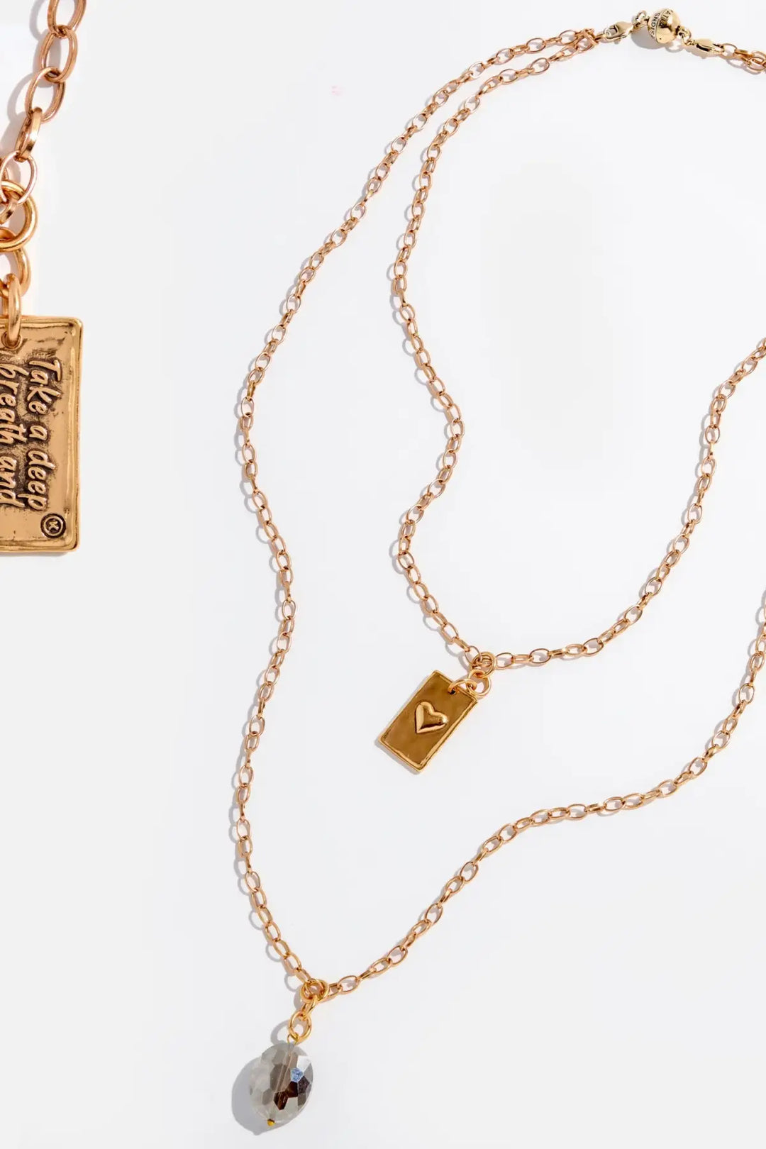 Take a Deep Breath and Let That Shit Go Original Lite Necklace - Antique Gold / Smoky Crystal - original lite