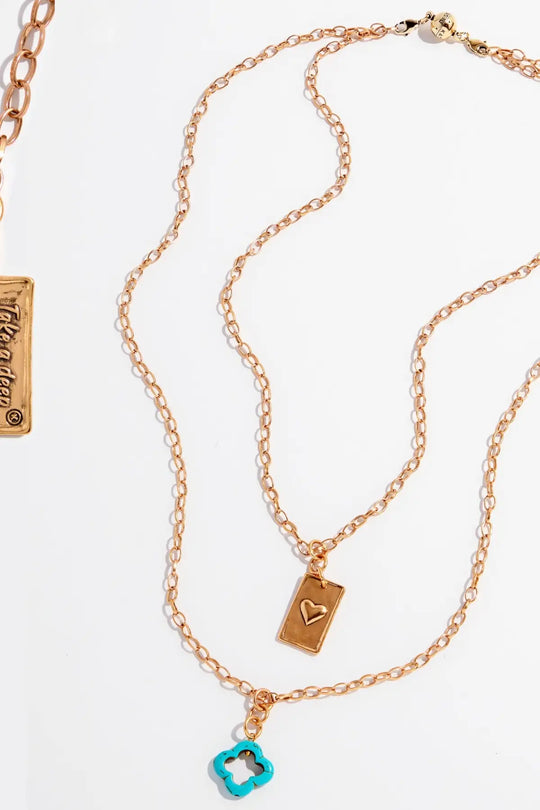 Take a Deep Breath and Let That Shit Go Original Lite Necklace - Antique Gold / Howlite Clover - original lite