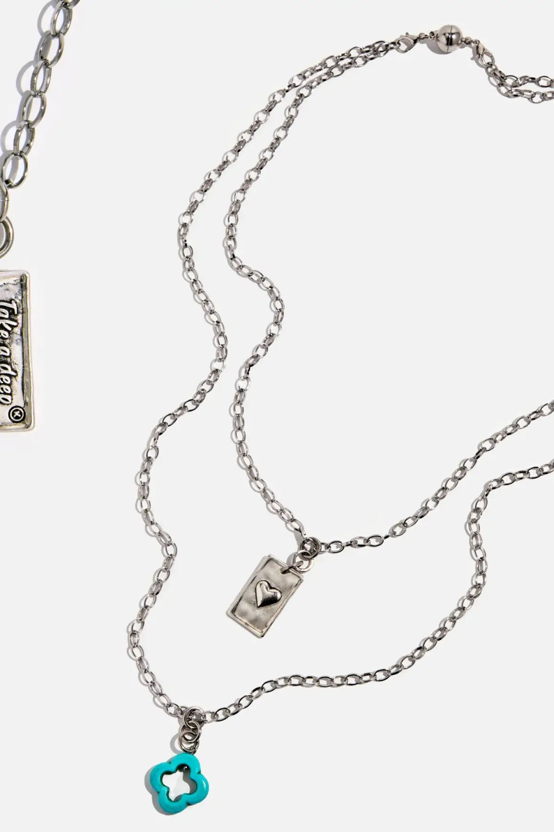 Take a Deep Breath and Let That Shit Go Original Lite Necklace - Silver / Howlite Clover - original lite