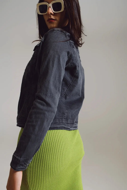 Tailored denim trucker jacket in stone grey - Coats and Jackets