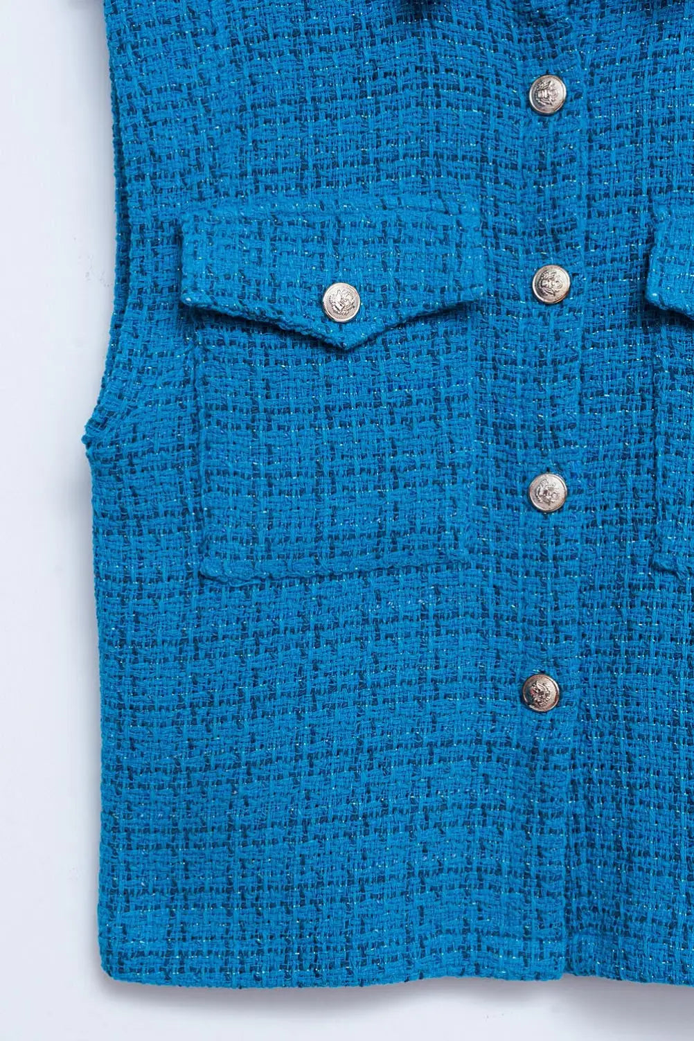 Tailored suit waistcoat in blue boucle - Coats and Jackets