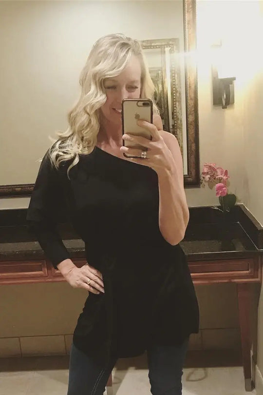 Take Me Out One Shoulder Tunic Top Dress - Melissa Jean Boutique