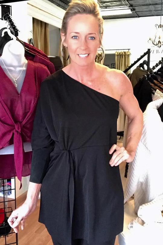 Take Me Out One Shoulder Tunic Top Dress - Melissa Jean Boutique