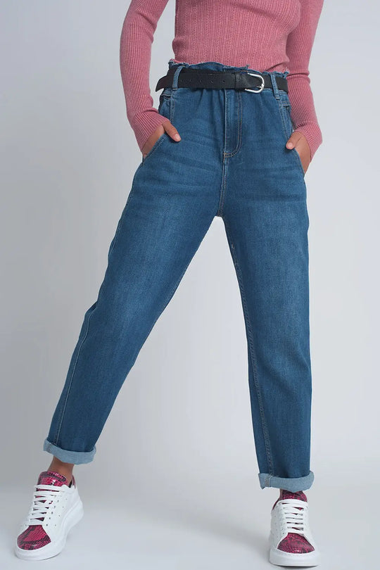 Tall high rise balloon boyfriend jeans in denim - Jeans