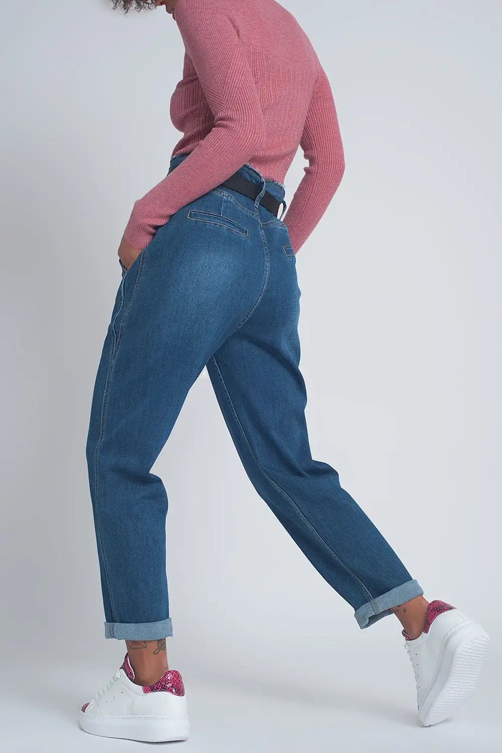 Tall high rise balloon boyfriend jeans in denim - Jeans