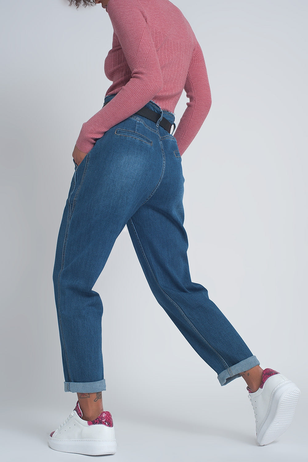 Tall high rise balloon boyfriend jeans in denim