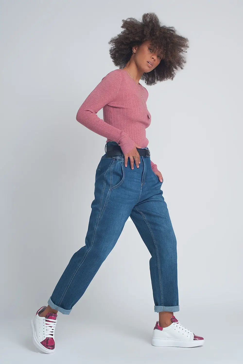 Tall high rise balloon boyfriend jeans in denim - Jeans
