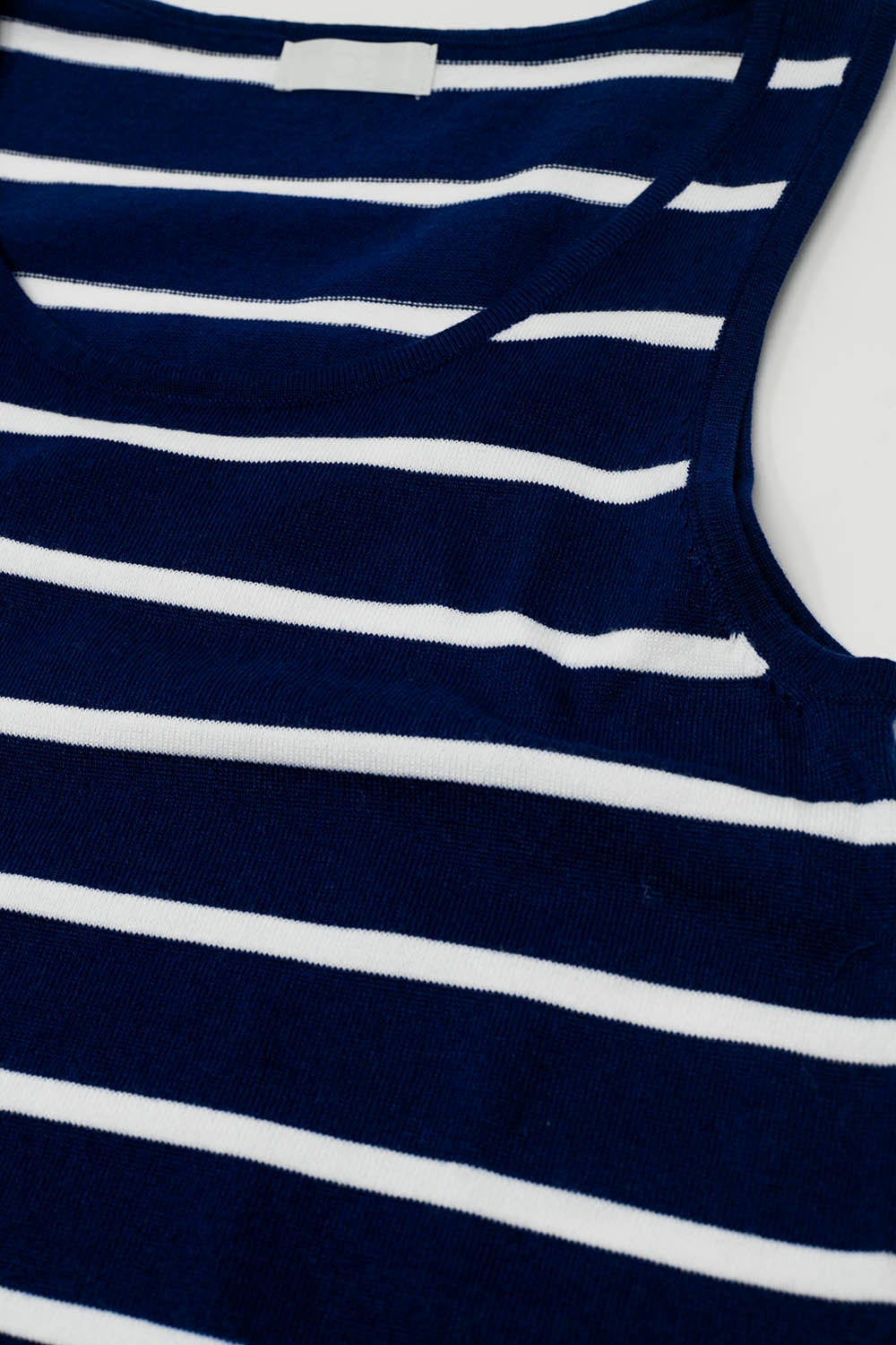 Tank maxi Dress With Scoop Neck In Navy With White Stripes